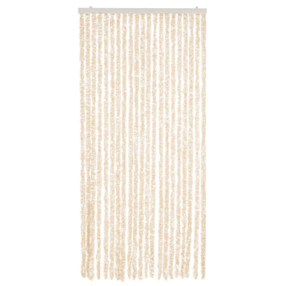 vidaXL Fly Curtain Beige and White 90x200 cm Chenille 3