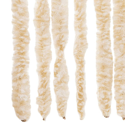 vidaXL Fly Curtain Beige and White 90x200 cm Chenille 5