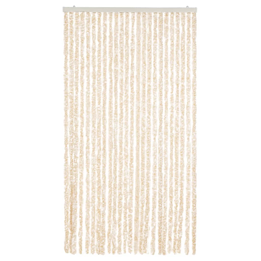 vidaXL Fly Curtain Beige and White 100x220 cm Chenille 3