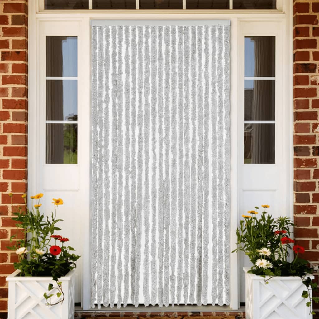 vidaXL Fly Curtain Grey 90x200 cm Chenille 1