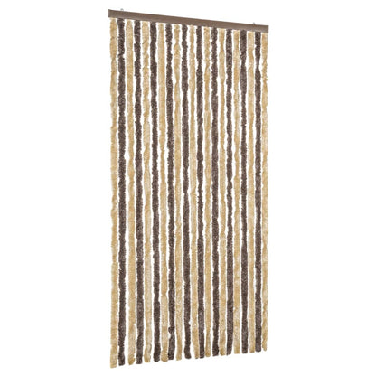 vidaXL Fly Curtain Dark Brown and Beige 90x220 cm Chenille 2