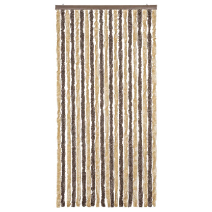 vidaXL Fly Curtain Dark Brown and Beige 90x220 cm Chenille 3