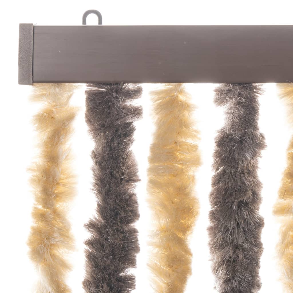 vidaXL Fly Curtain Dark Brown and Beige 90x220 cm Chenille 4