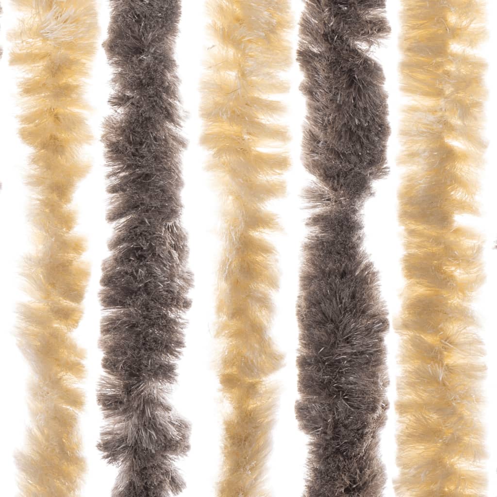 vidaXL Fly Curtain Dark Brown and Beige 90x220 cm Chenille 5