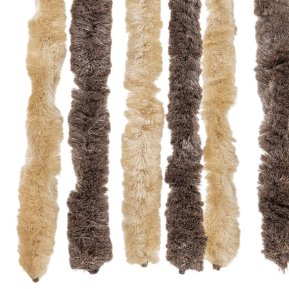 vidaXL Fly Curtain Dark Brown and Beige 90x220 cm Chenille 6