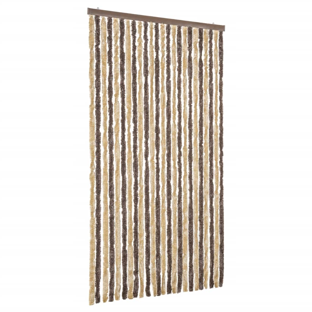 vidaXL Fly Curtain Dark Brown and Beige 100x200 cm Chenille 2
