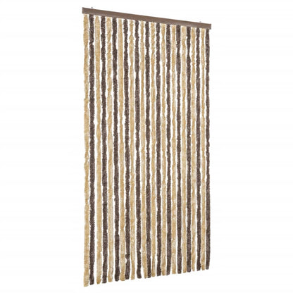 vidaXL Fly Curtain Dark Brown and Beige 100x200 cm Chenille 2