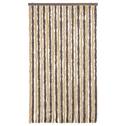 vidaXL Fly Curtain Dark Brown and Beige 100x200 cm Chenille 3