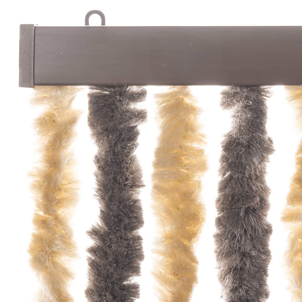 vidaXL Fly Curtain Dark Brown and Beige 100x200 cm Chenille 4