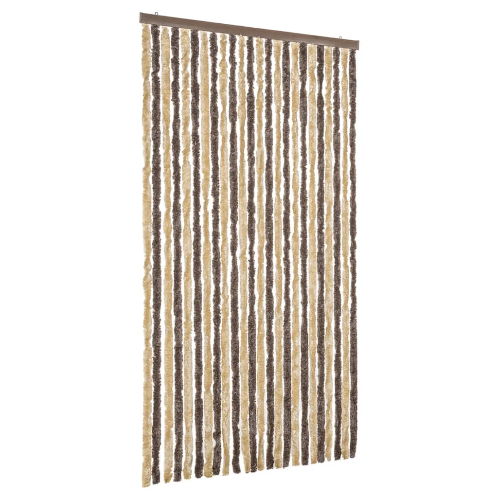 vidaXL Fly Curtain Dark Brown and Beige 100x230 cm Chenille 2