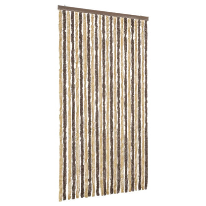 vidaXL Fly Curtain Dark Brown and Beige 100x230 cm Chenille 2