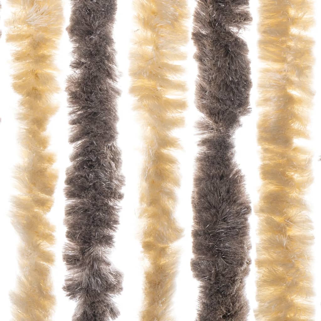 vidaXL Fly Curtain Dark Brown and Beige 100x230 cm Chenille 5