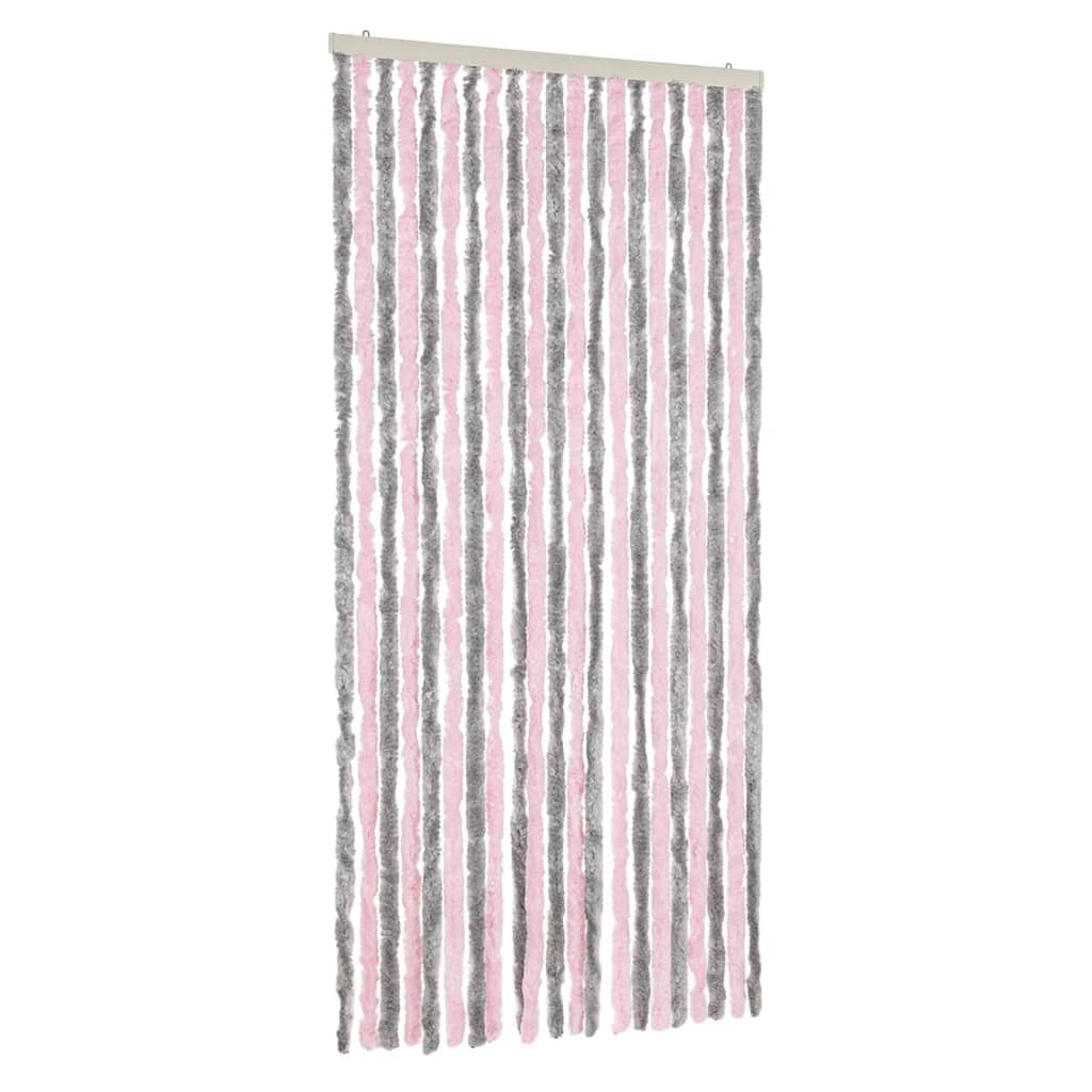 vidaXL Fly Curtain Silver Grey and Pink 90x200 cm Chenille 2