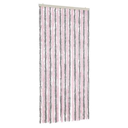 vidaXL Fly Curtain Silver Grey and Pink 90x200 cm Chenille 2