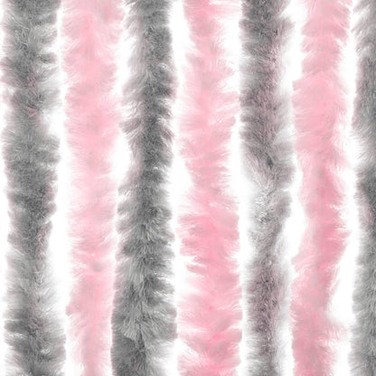 vidaXL Fly Curtain Silver Grey and Pink 90x200 cm Chenille 5