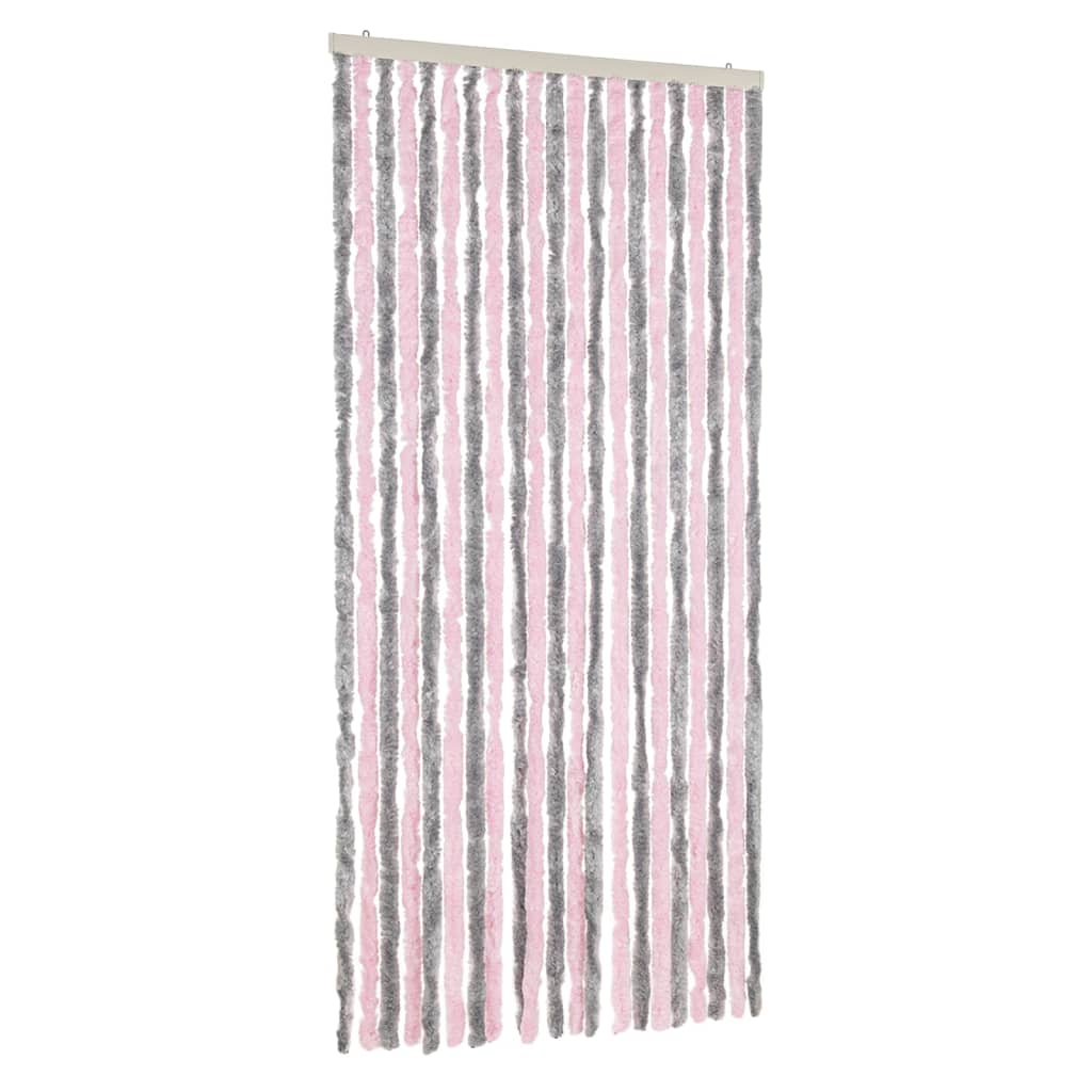 vidaXL Fly Curtain Silver Grey and Pink 90x220 cm Chenille 2