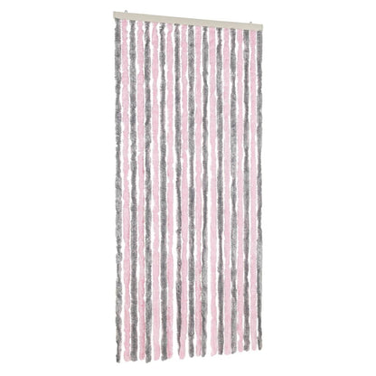 vidaXL Fly Curtain Silver Grey and Pink 90x220 cm Chenille 2