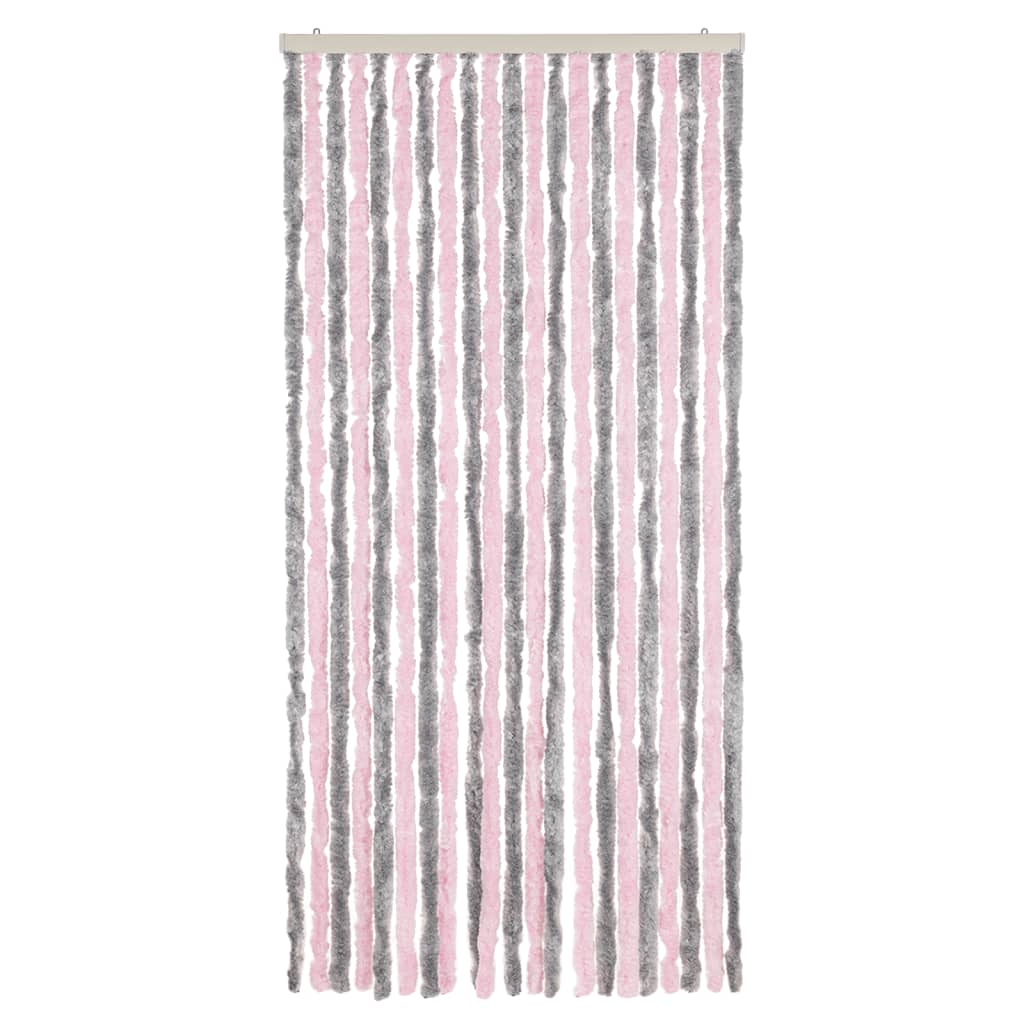 vidaXL Fly Curtain Silver Grey and Pink 90x220 cm Chenille 3