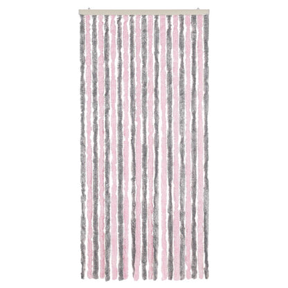 vidaXL Fly Curtain Silver Grey and Pink 90x220 cm Chenille 3