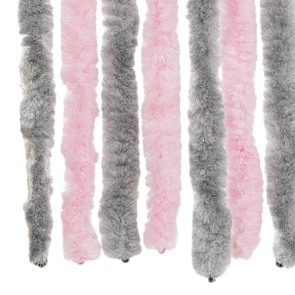 vidaXL Fly Curtain Silver Grey and Pink 90x220 cm Chenille 6