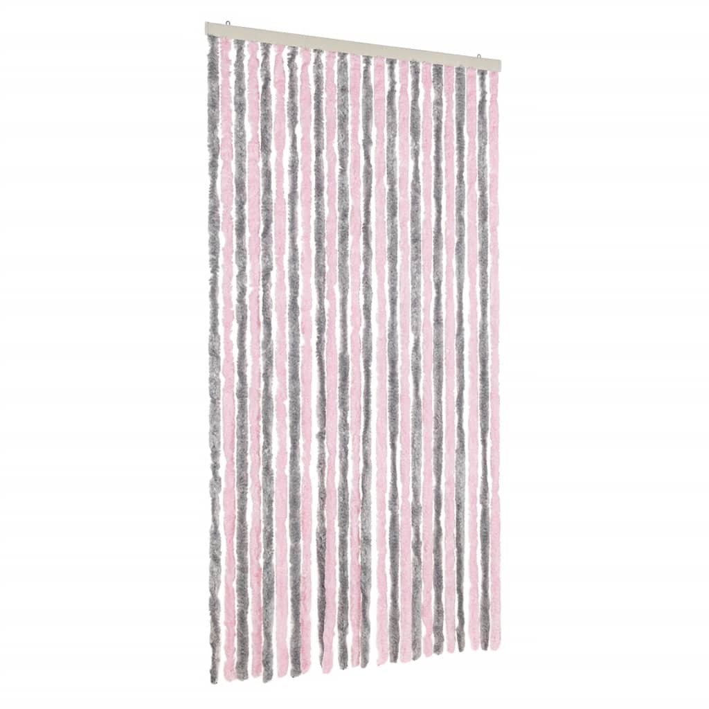vidaXL Fly Curtain Silver Grey and Pink 100x220 cm Chenille 2