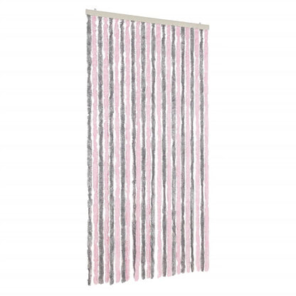 vidaXL Fly Curtain Silver Grey and Pink 100x220 cm Chenille 2