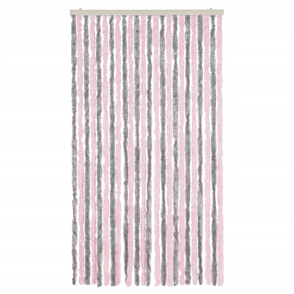 vidaXL Fly Curtain Silver Grey and Pink 100x220 cm Chenille 3