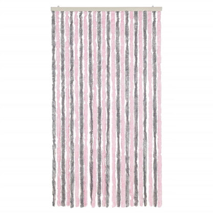 vidaXL Fly Curtain Silver Grey and Pink 100x220 cm Chenille 3
