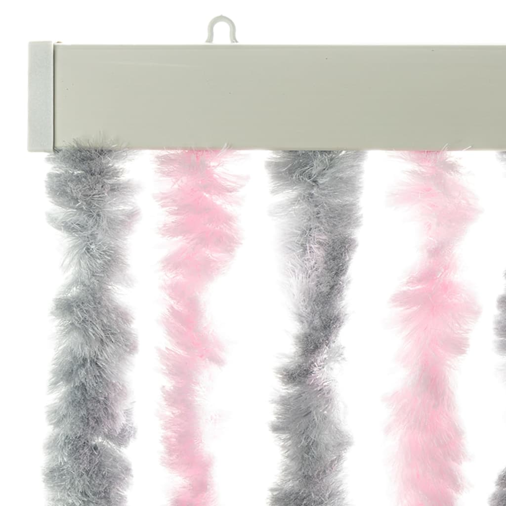 vidaXL Fly Curtain Silver Grey and Pink 100x220 cm Chenille 4