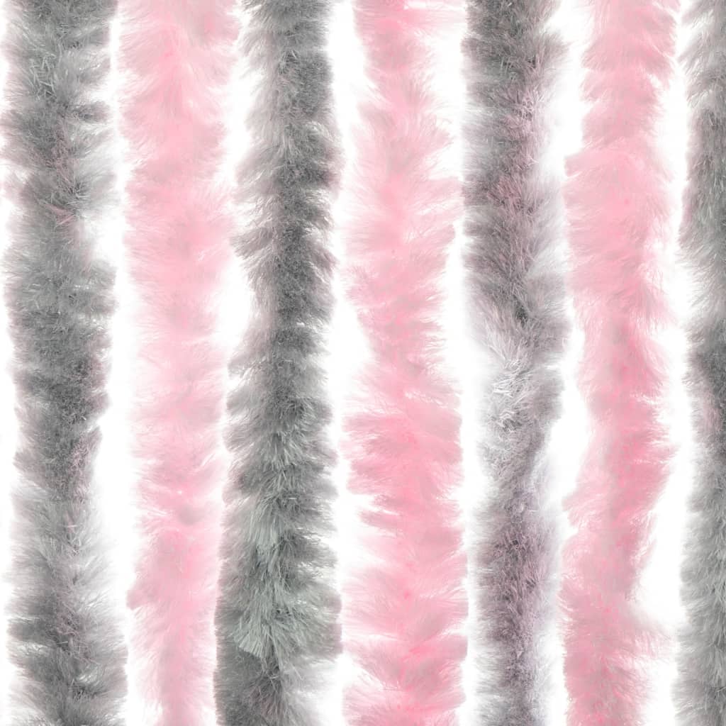 vidaXL Fly Curtain Silver Grey and Pink 100x220 cm Chenille 5