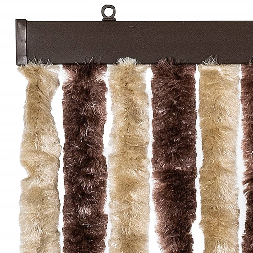 vidaXL Fly Curtain Beige and Light Brown 100x200 cm Chenille 4