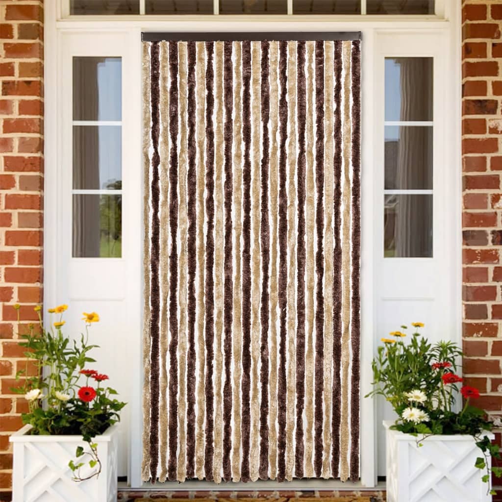 vidaXL Fly Curtain Beige and Light Brown 100x200 cm Chenille 1