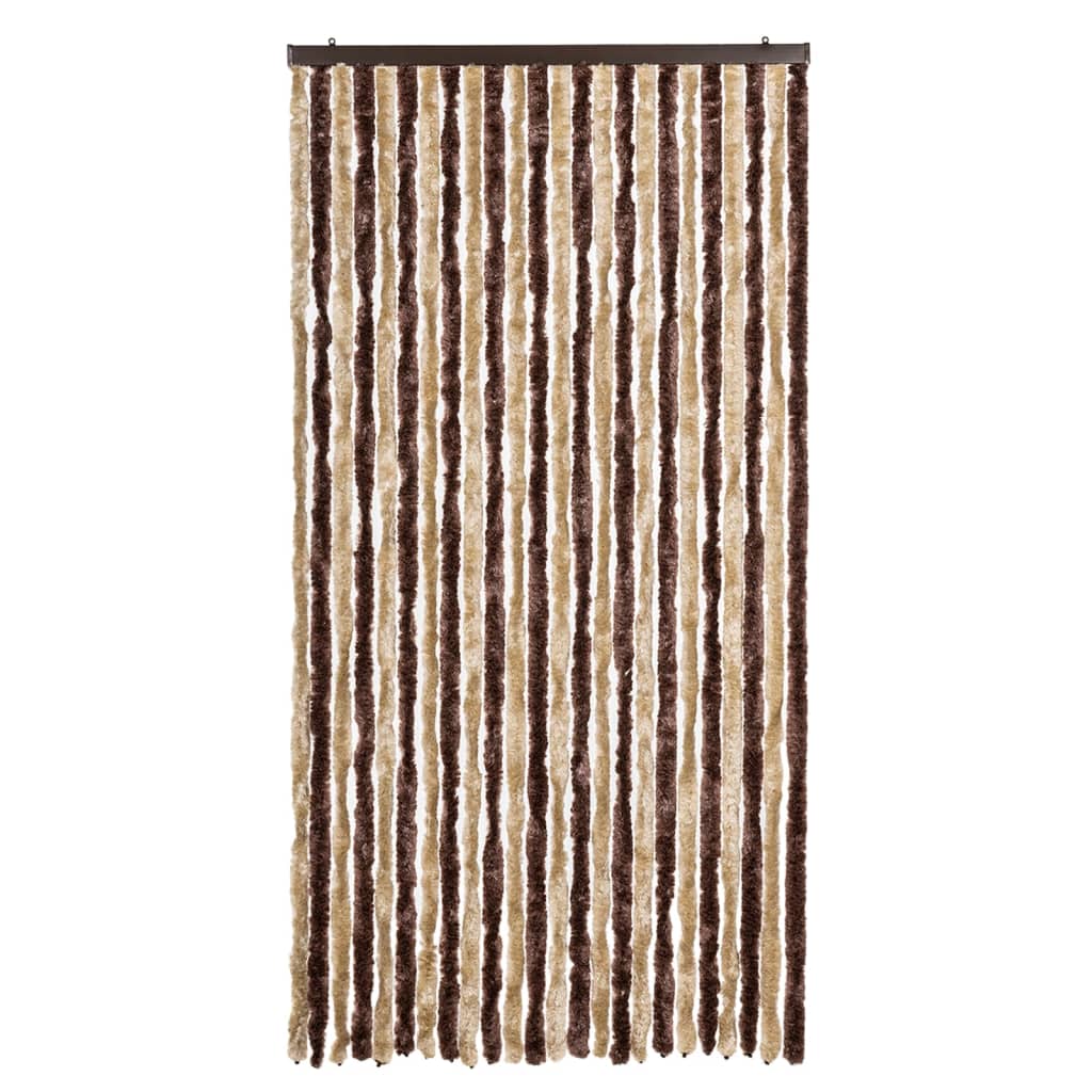 vidaXL Fly Curtain Beige and Light Brown 100x230 cm Chenille 3