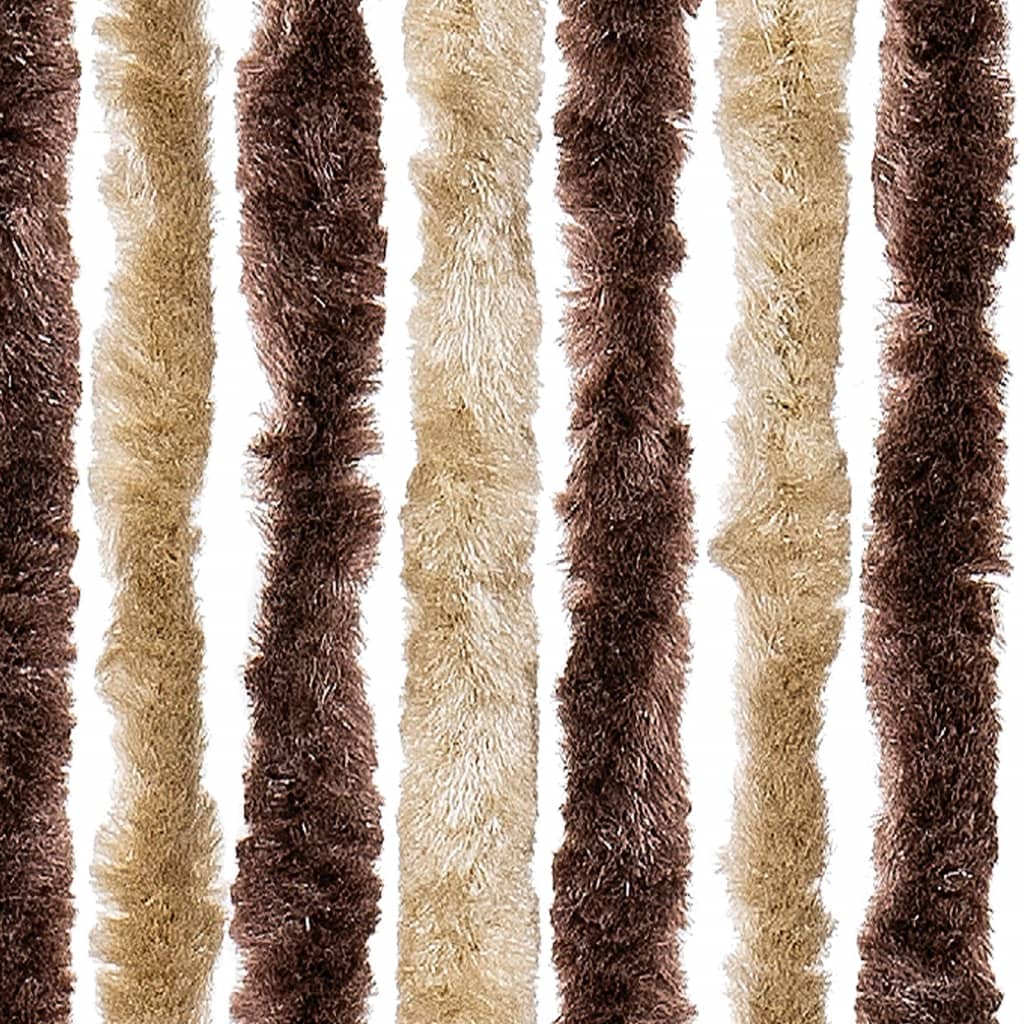 vidaXL Fly Curtain Beige and Light Brown 100x230 cm Chenille 5