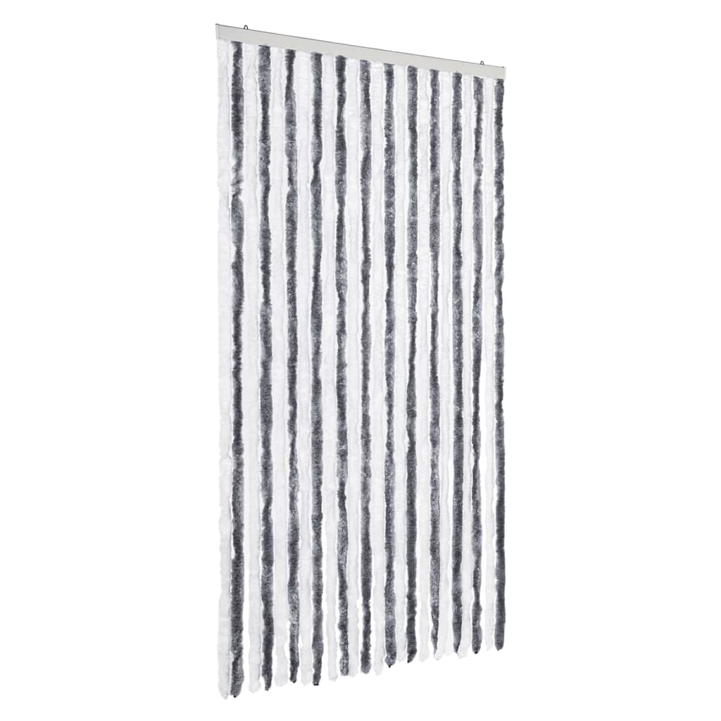 vidaXL Fly Curtain Grey and White 100x200 cm Chenille 2