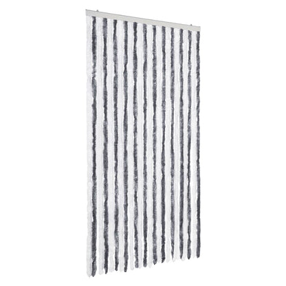 vidaXL Fly Curtain Grey and White 100x200 cm Chenille 2