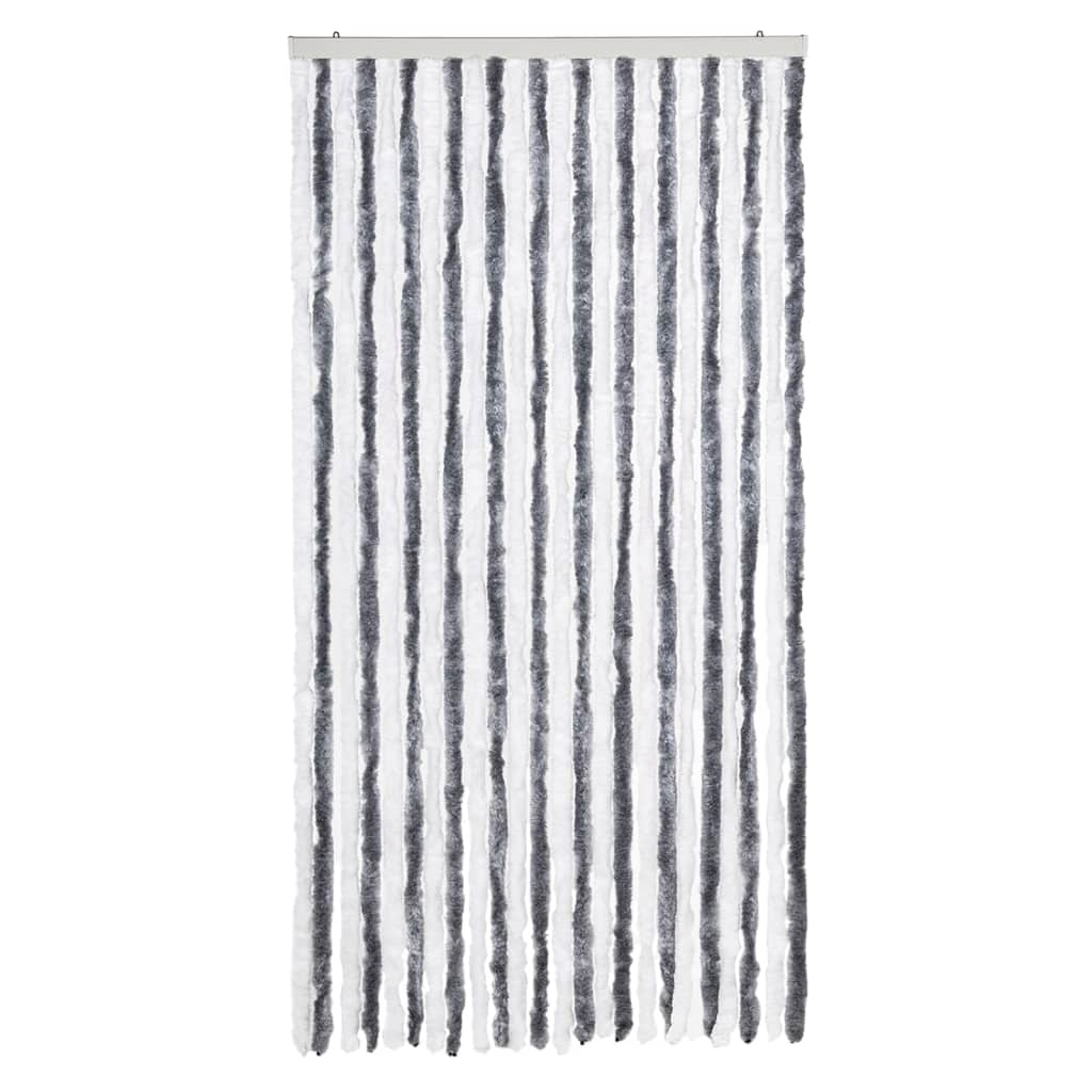 vidaXL Fly Curtain Grey and White 100x200 cm Chenille 3