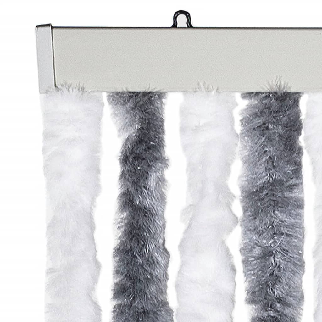 vidaXL Fly Curtain Grey and White 100x200 cm Chenille 4