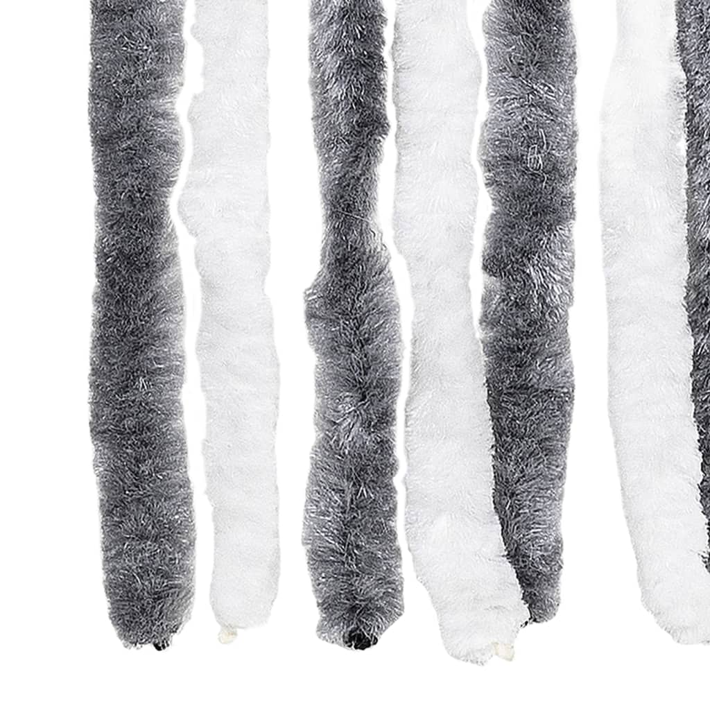 vidaXL Fly Curtain Grey and White 100x200 cm Chenille 6