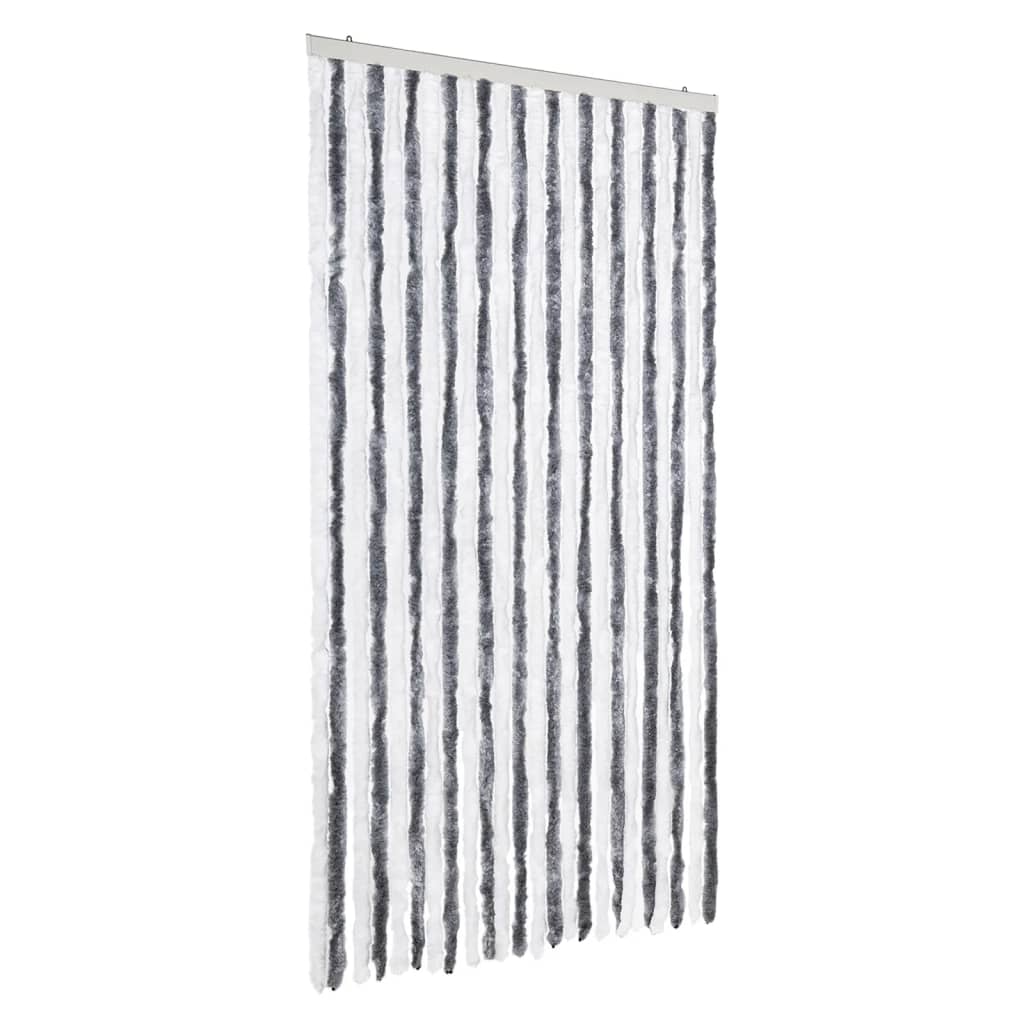 vidaXL Fly Curtain Grey and White 100x230 cm Chenille 2