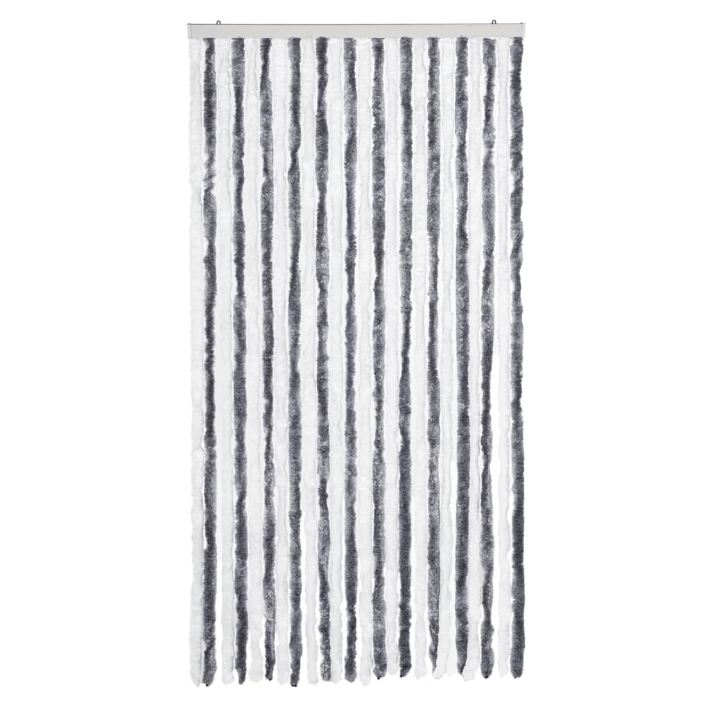 vidaXL Fly Curtain Grey and White 100x230 cm Chenille 3