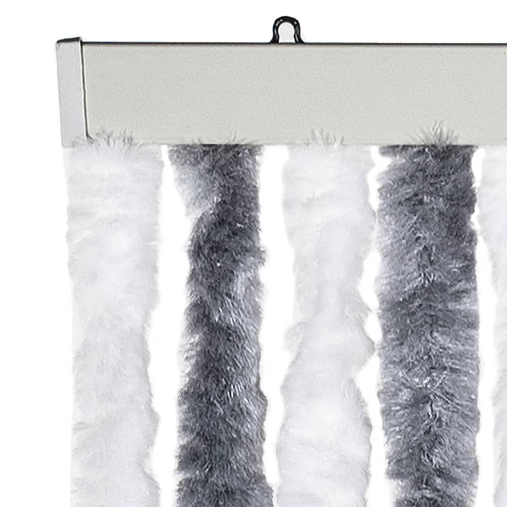 vidaXL Fly Curtain Grey and White 100x230 cm Chenille 4