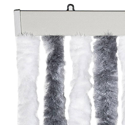 vidaXL Fly Curtain Grey and White 100x230 cm Chenille 4