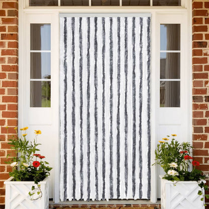 vidaXL Fly Curtain Grey and White 100x230 cm Chenille 1