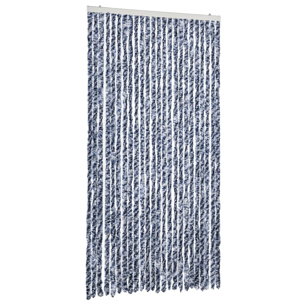 vidaXL Fly Curtain Blue and White 100x230 cm Chenille 2