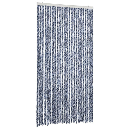 vidaXL Fly Curtain Blue and White 100x230 cm Chenille 2