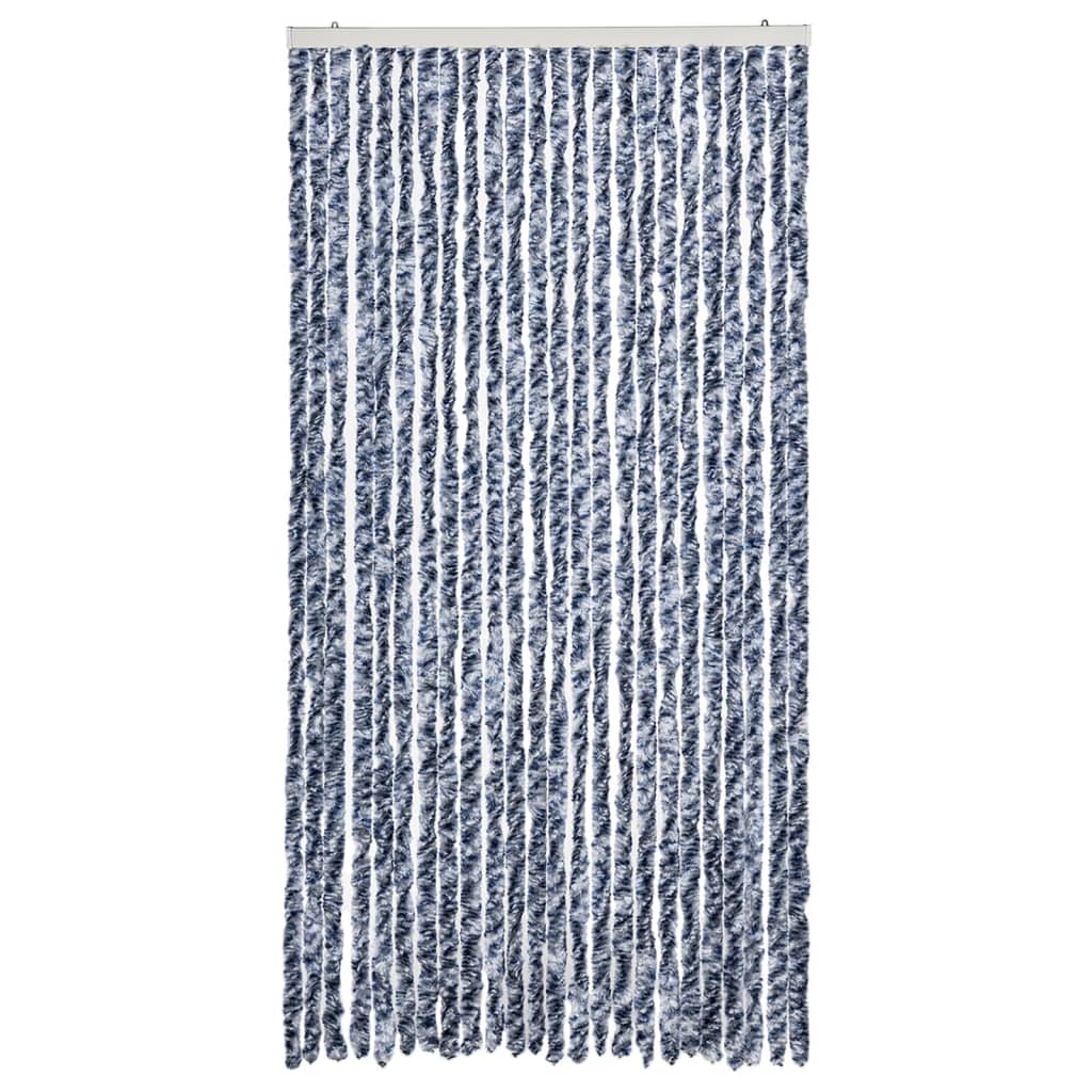 vidaXL Fly Curtain Blue and White 100x230 cm Chenille 3