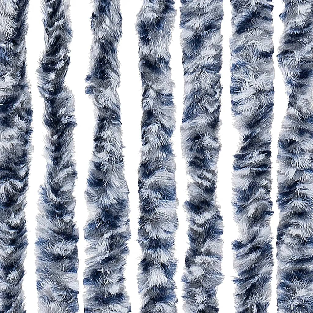 vidaXL Fly Curtain Blue and White 100x230 cm Chenille 5