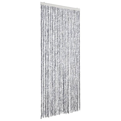 vidaXL Fly Curtain White and Grey 100x200 cm Chenille 2