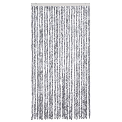 vidaXL Fly Curtain White and Grey 100x200 cm Chenille 3